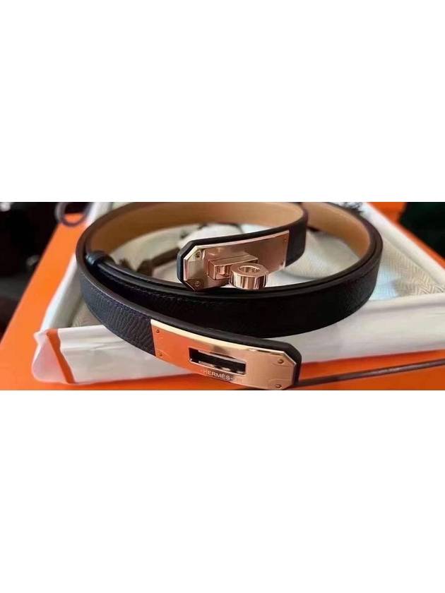 Hermes Kelly 18 Belt Rose Gold Belt Black - HERMES - BALAAN 3