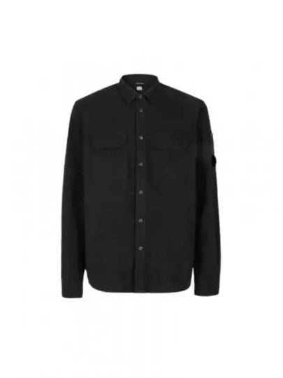 Organic Gabardine Buttoned Lens Long Slevee Shirt Black - CP COMPANY - BALAAN 2