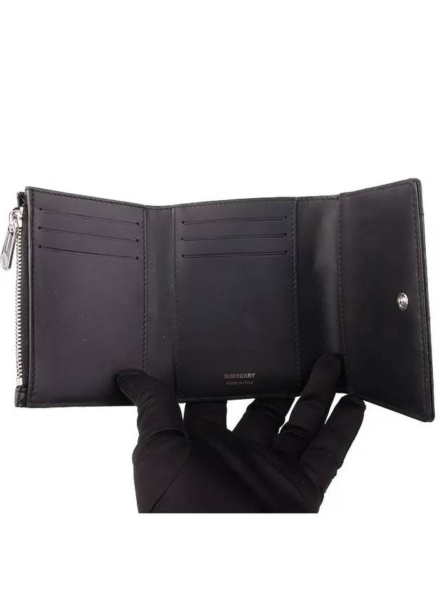 Lola Folding Small Quilted Leather Card Wallet Black Palladium - BURBERRY - BALAAN 5