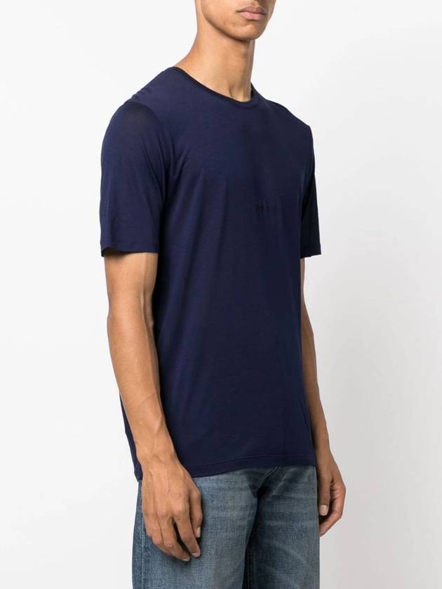 Basic Short Sleeve T-Shirt Blue - SAINT LAURENT - BALAAN 4