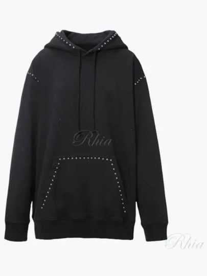 Studded Drawstring Kangaroo Pocket Hoodie Black - MAISON MARGIELA - BALAAN 2