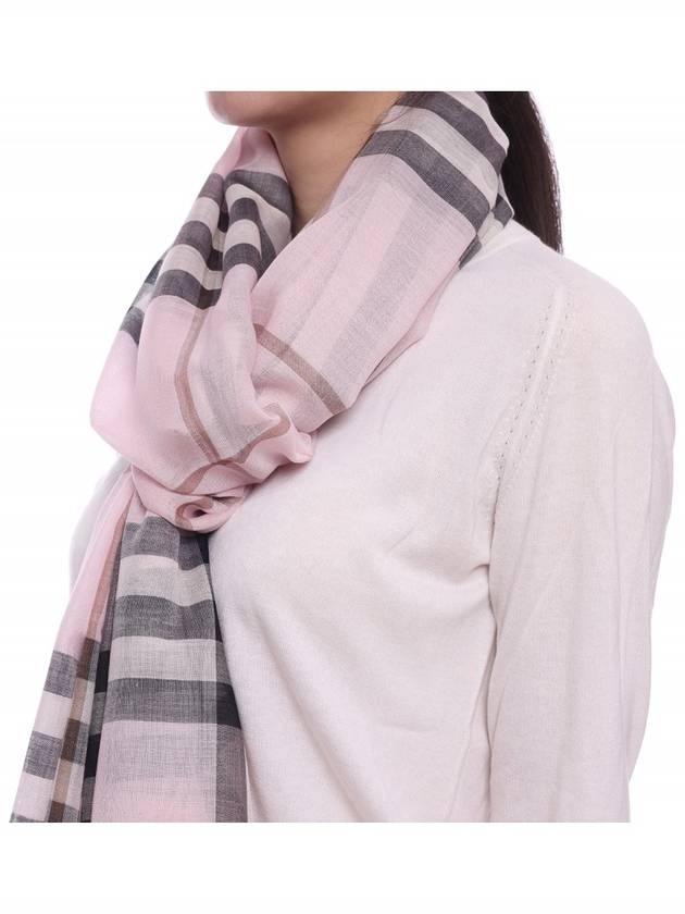 Check Wool Silk Blend Scarf Pink - BURBERRY - BALAAN 5