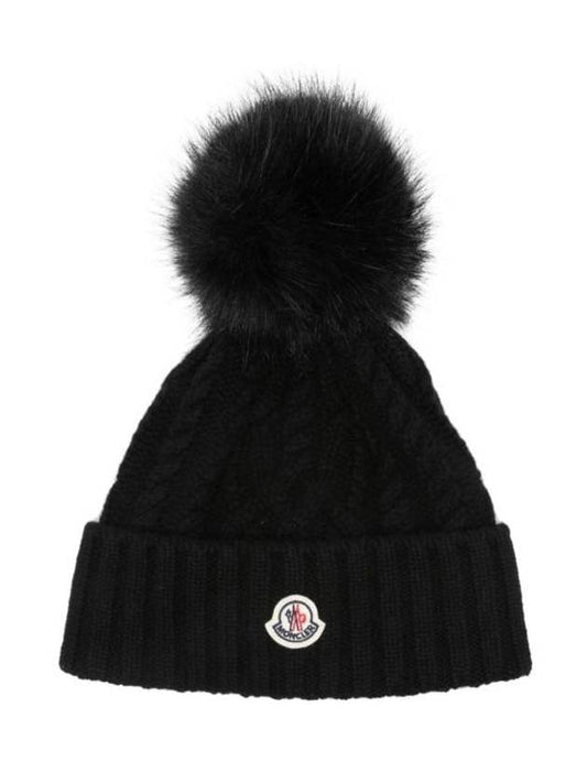 Patch Logo Beanie Black - MONCLER - BALAAN 1