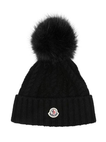 Patch Logo Beanie Black - MONCLER - BALAAN 1