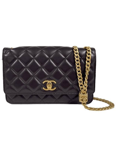 CC Logo Chain Lambskin Cross Bag Navy - CHANEL - BALAAN 1