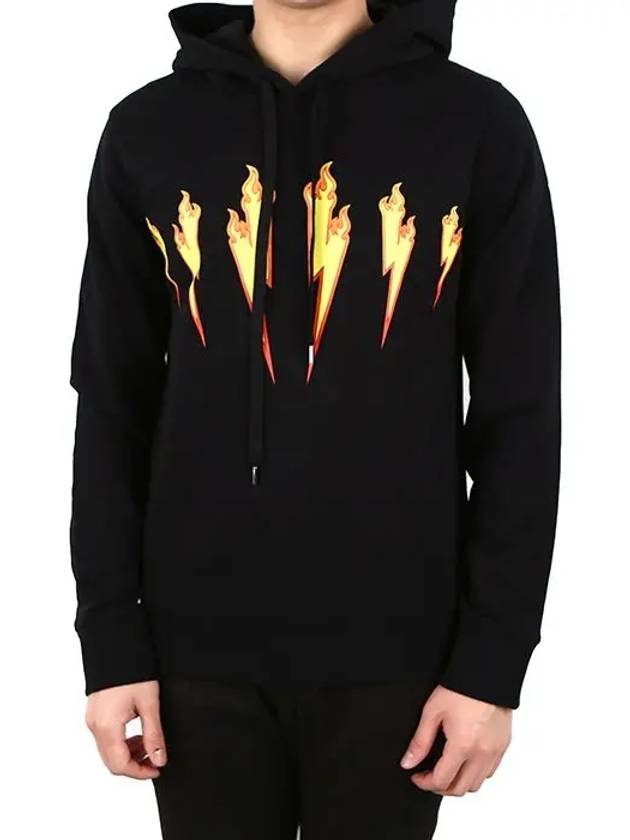 Flame Bolt Printing Hooded Sweatshirt PBJS447A M - NEIL BARRETT - BALAAN 3