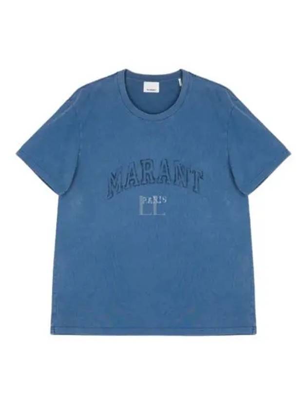 Honore Logo Cotton Short Sleeve T-Shirt Blue - ISABEL MARANT - BALAAN 2