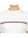 Women's High Twist Rip Stripe Short Sleeve T Shirt White - THOM BROWNE - BALAAN 7