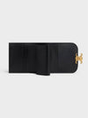 Triomphe Small Shiny Calfskin Half Wallet Black - CELINE - BALAAN 4