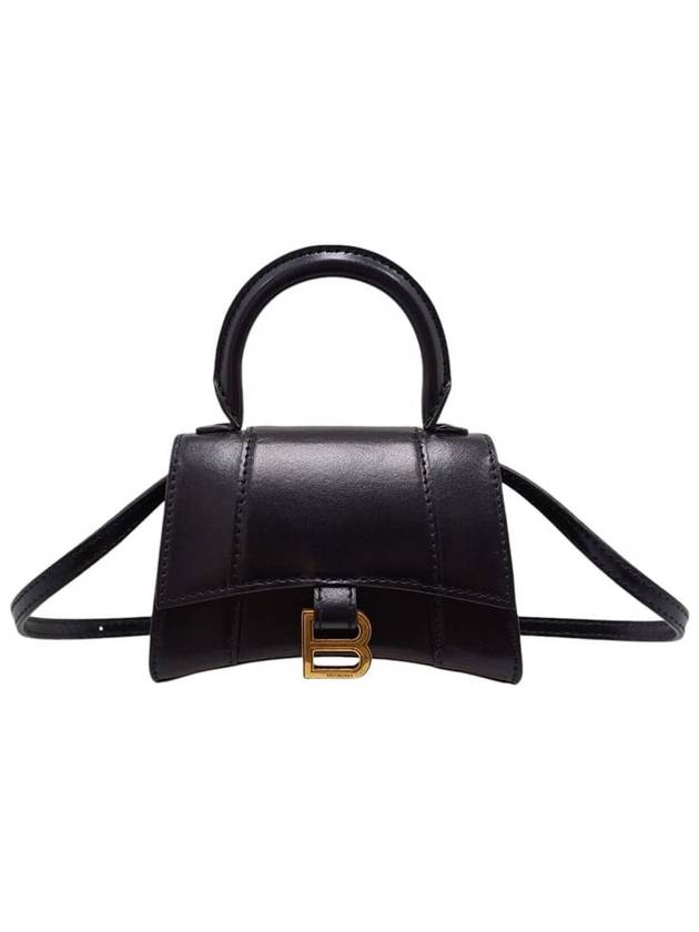 Women s 637372 Black Hourglass Mini Top Handle Tote Bag Strap - BALENCIAGA - BALAAN 1