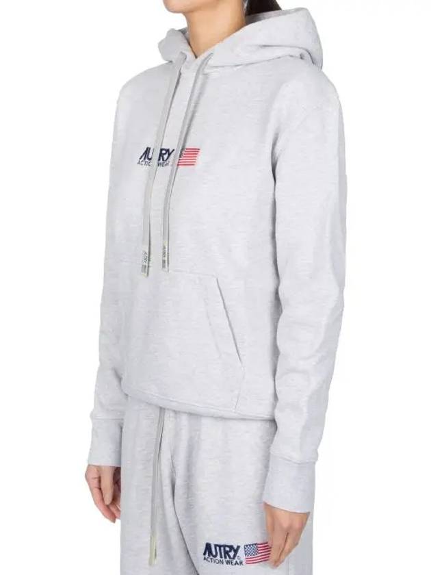 Embroidered Iconic Logo Cotton Hoodie Grey - AUTRY - BALAAN 4