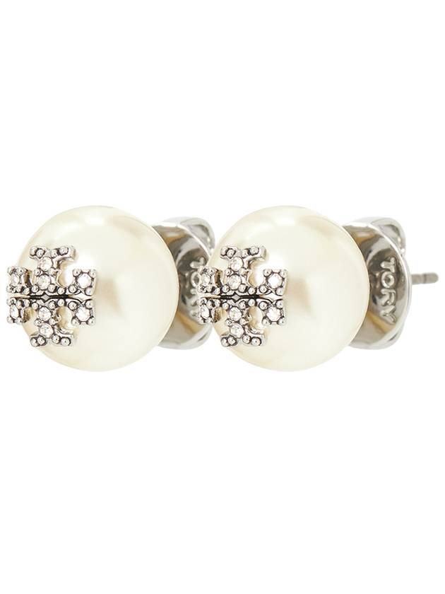 Kira Pearl Stud Earrings Silver White - TORY BURCH - BALAAN 2