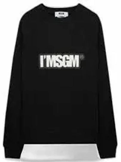 Logo Print Cotton Sweatshirt Black - MSGM - BALAAN 2