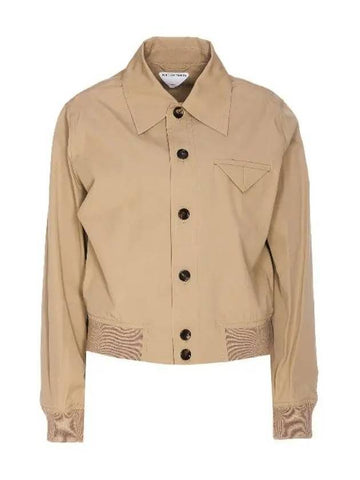 Button Cotton Jacket Beige - BOTTEGA VENETA - BALAAN 1