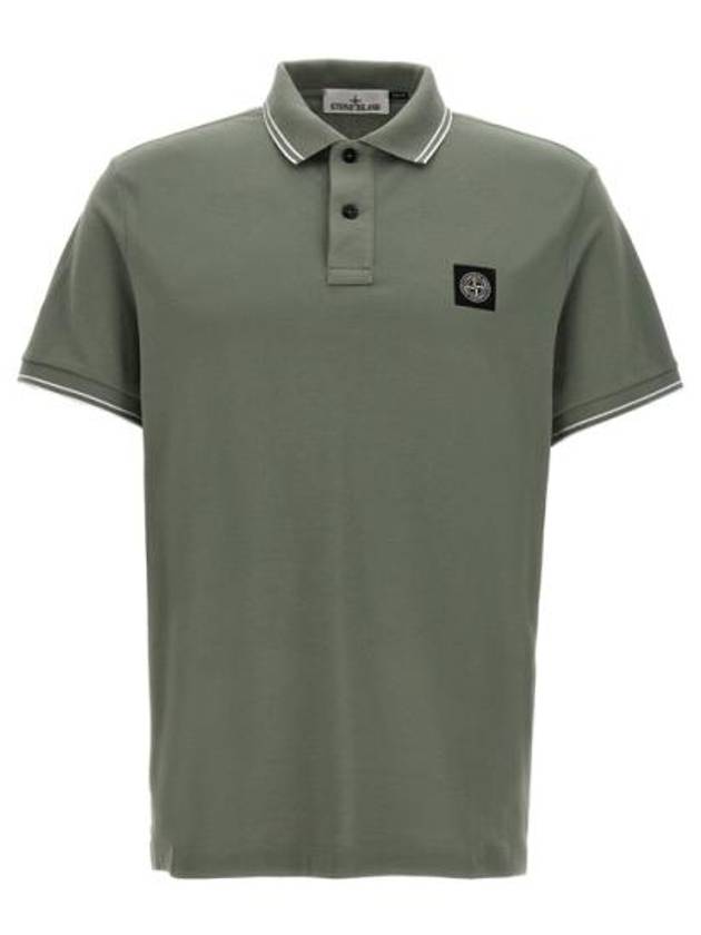 Logo Patch Short Sleeve Polo Shirt Sage Green - STONE ISLAND - BALAAN 2