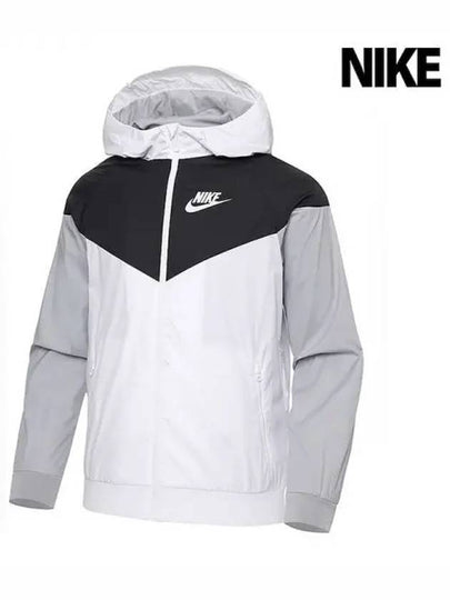 NSW Hooded Windbreaker Black White - NIKE - BALAAN 2