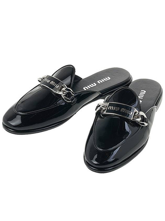 Women's Logo Leather Bloafers Black - MIU MIU - BALAAN 2