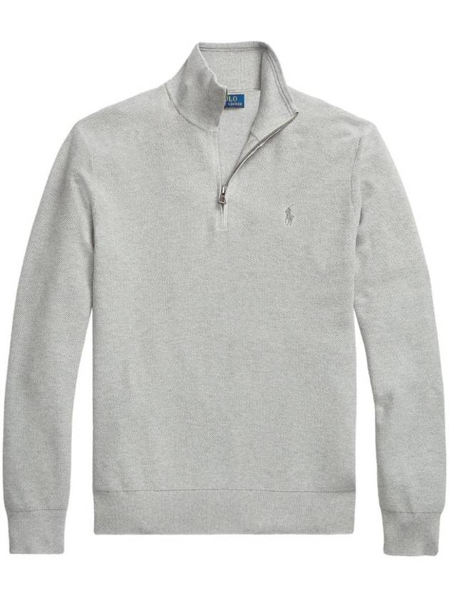 Pony Half Zip Cotton Sweatshirt Grey - POLO RALPH LAUREN - BALAAN 1