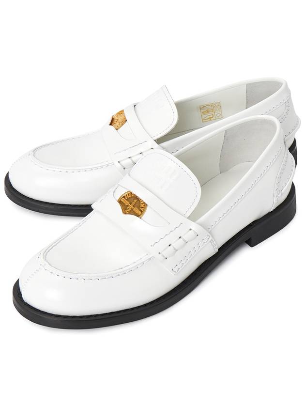 Brushed Leather Penny Loafers White - MIU MIU - BALAAN 2