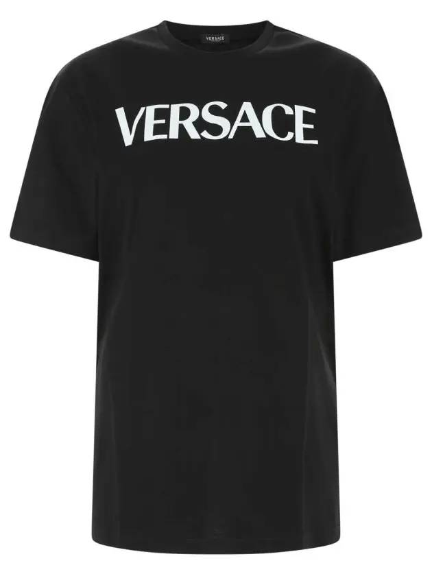 Logo Back Smiley Print Short Sleeve T-shirt Black - VERSACE - BALAAN 1