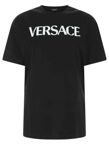 Logo Back Smiley Print Short Sleeve T-shirt Black - VERSACE - BALAAN 1