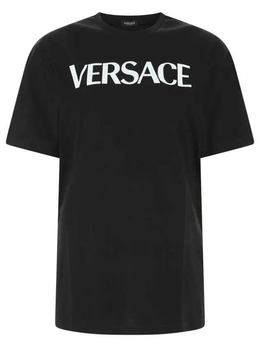 Logo Back Smiley Print Short Sleeve T-shirt Black - VERSACE - BALAAN 1