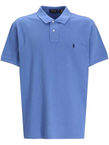 Embroidered Navy Pony Slim Fit Polo Shirt Blue - POLO RALPH LAUREN - BALAAN 1