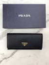 Saffiano Triangular Logo Flap Long Wallet Black - PRADA - BALAAN 11