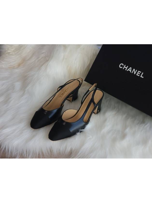 Classic two tone flat slingback black low heel goat skin G45509 B15896 94305 - CHANEL - BALAAN 5