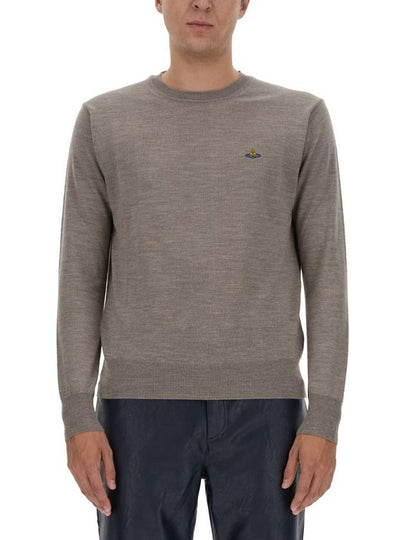 Embroided Logo Merino Wool Knit Top Grey - VIVIENNE WESTWOOD - BALAAN 2