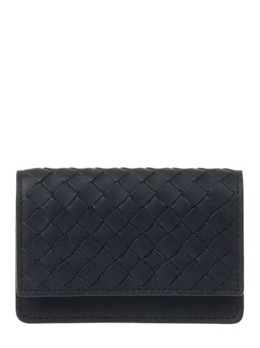 Intrecciato Flap Business Card Wallet Navy - BOTTEGA VENETA - BALAAN 2