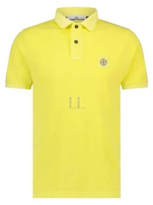 Men's Logo Patch Cotton Short Sleeve Polo Shirt Light Yellow - STONE ISLAND - BALAAN 2