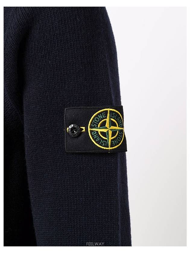 Waffen Patch Round Neck Wool Knit Top Navy - STONE ISLAND - BALAAN 6