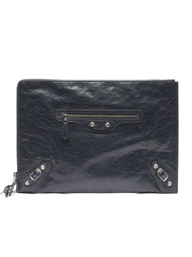 Classic Leather Clutch Bag Dark Grey - BALENCIAGA - BALAAN 1