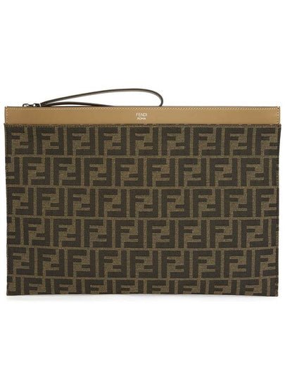 Large Flat FF Clutch Bag Brown - FENDI - BALAAN 2