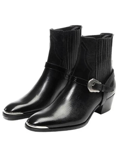 Harness Metal Toe Tejus Stamped Calfskin Western Chelsea Boots Black - CELINE - BALAAN 2