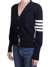 Cotton 4-Bar Milano Classic V-Neck Cardigan Navy - THOM BROWNE - BALAAN 4