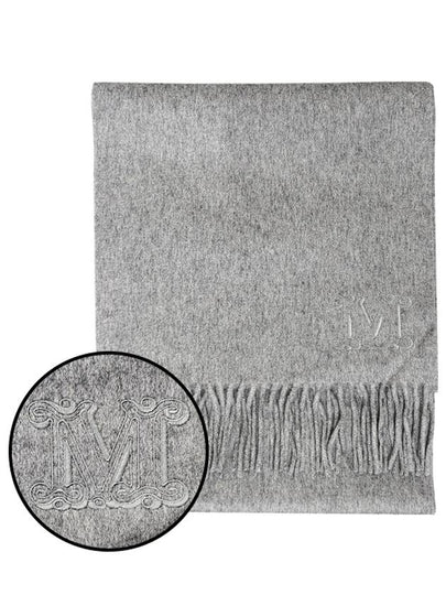 Wsdahlia Embroid M Logo Fringe Cashmere Muffler Light Grey - MAX MARA - BALAAN 2