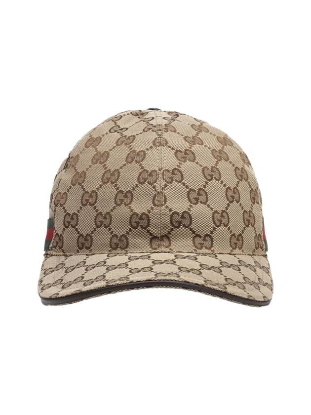 Original GG Web Supreme Canvas Baseball Ball Cap Beige Ebony - GUCCI - BALAAN 1