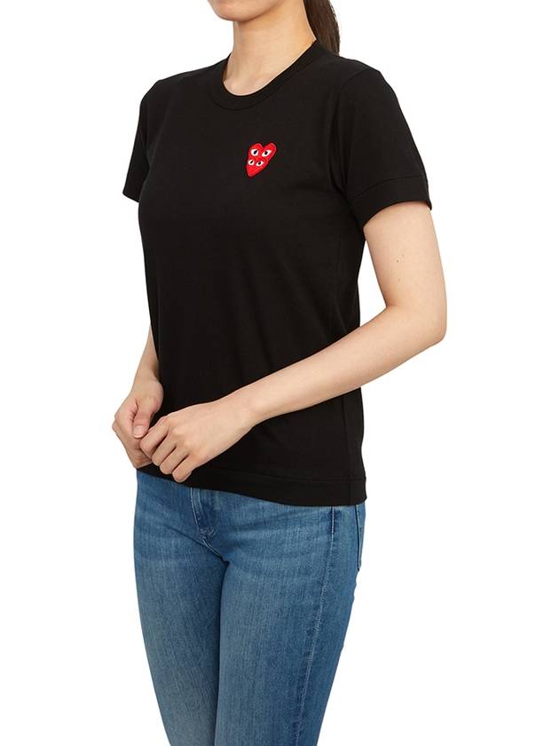 Women's Double Red Waffen Short Sleeve T-Shirt P1 T287 1 Black - COMME DES GARCONS PLAY - BALAAN 5