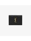 Women's Monogram Gold Logo Card Wallet Black - SAINT LAURENT - BALAAN 6