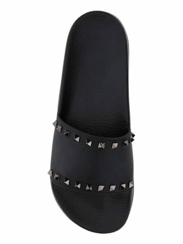 Men's Rockstud Slippers Black - VALENTINO - BALAAN.