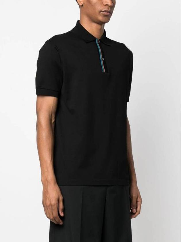 Signature Stripe Trim Polo Shirt Black - PAUL SMITH - BALAAN 6