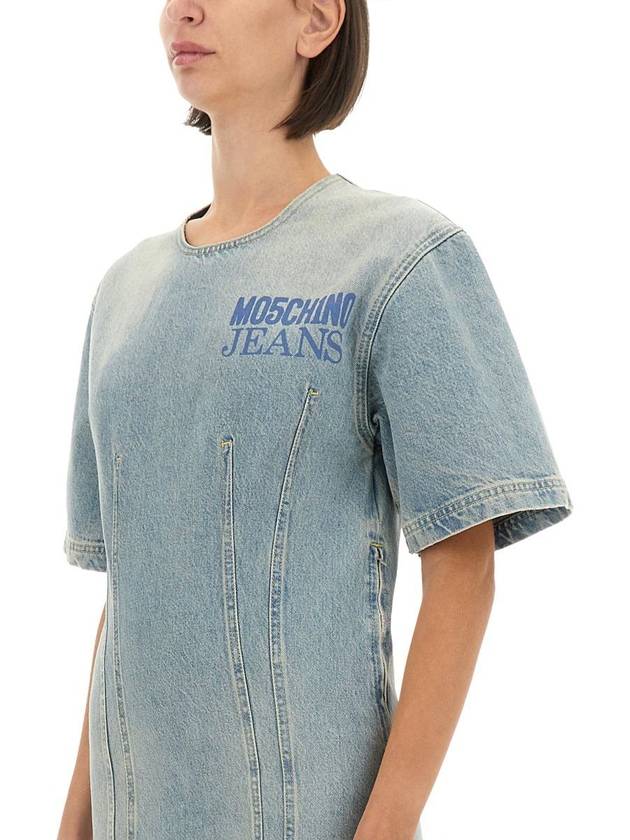 Moschino Jeans Smart Codes Denim Mini Dress - MOSCHINO - BALAAN 4