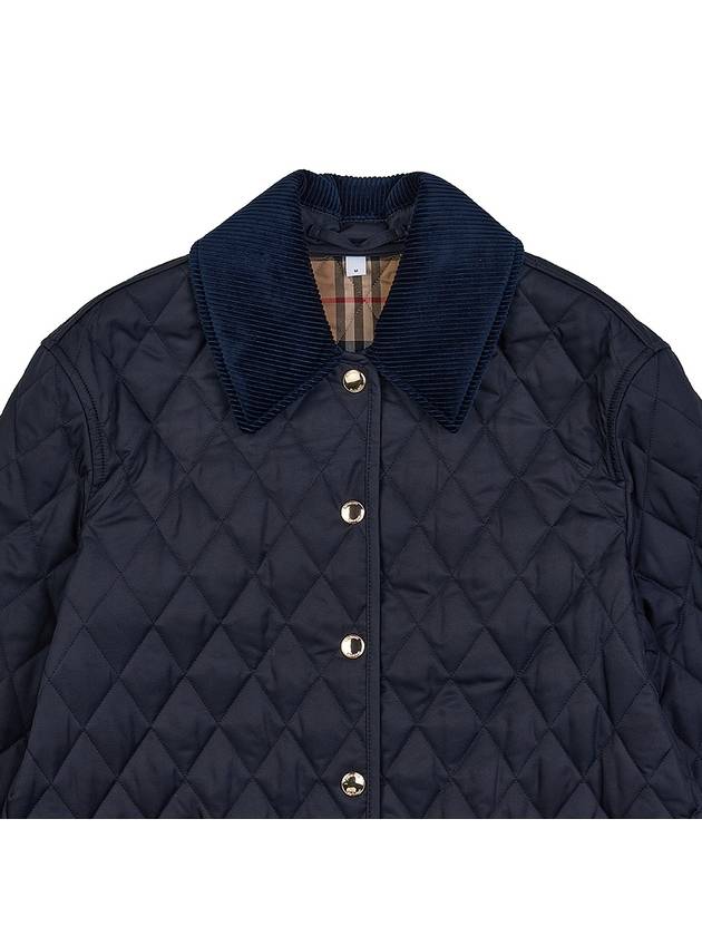 Corduroy Collar Quilted Jacket Dark Blue - BURBERRY - BALAAN 4