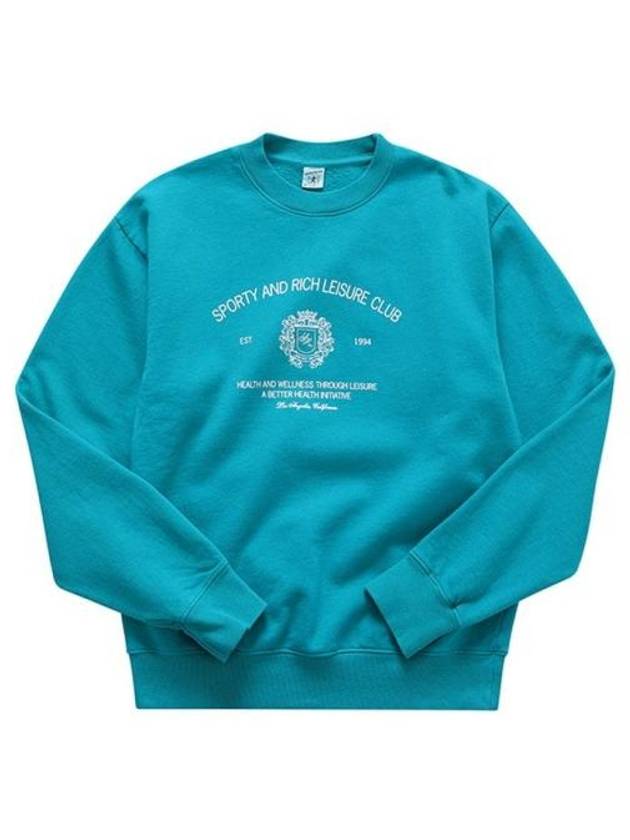 Crest Crew Neck Cotton Sweatshirt Blue - SPORTY & RICH - BALAAN 2