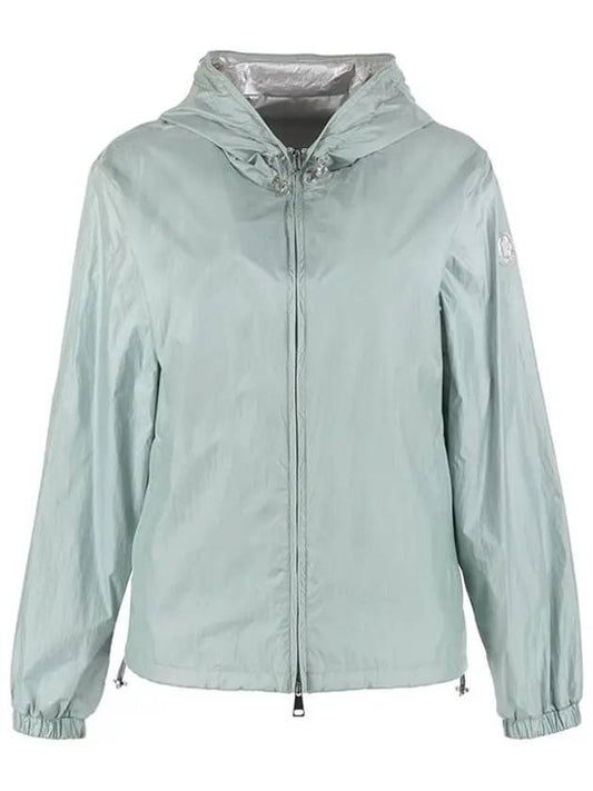 1B00007 595Q3 715 JOUQUET Silver logo patch hooded jacket emerald women’s jacket - MONCLER - BALAAN 1