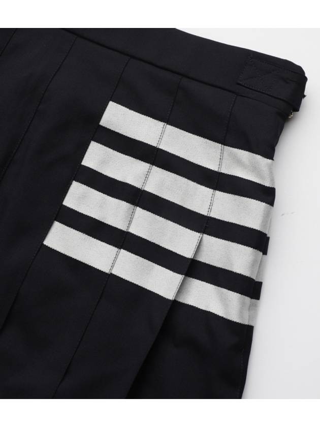 4 Bar Logo Plain Weave Wool Pleated Skirt Navy - THOM BROWNE - BALAAN 5