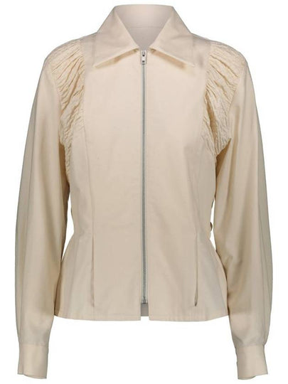 Gathered Calico Shirt Cotton Zip-Up Jacket Ivory - MAISON MARGIELA - BALAAN 2