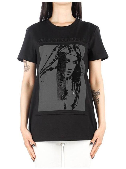 Women's Darling Big Graphic Print Short Sleeve T-Shirt Black - MAX MARA - BALAAN 2